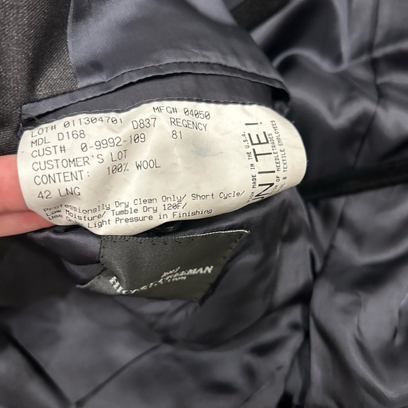 Hickey Freeman Loro Piana Super 120s Two Button Wool Suit Jacket Men’s Size 42L - Picture 7 of 7